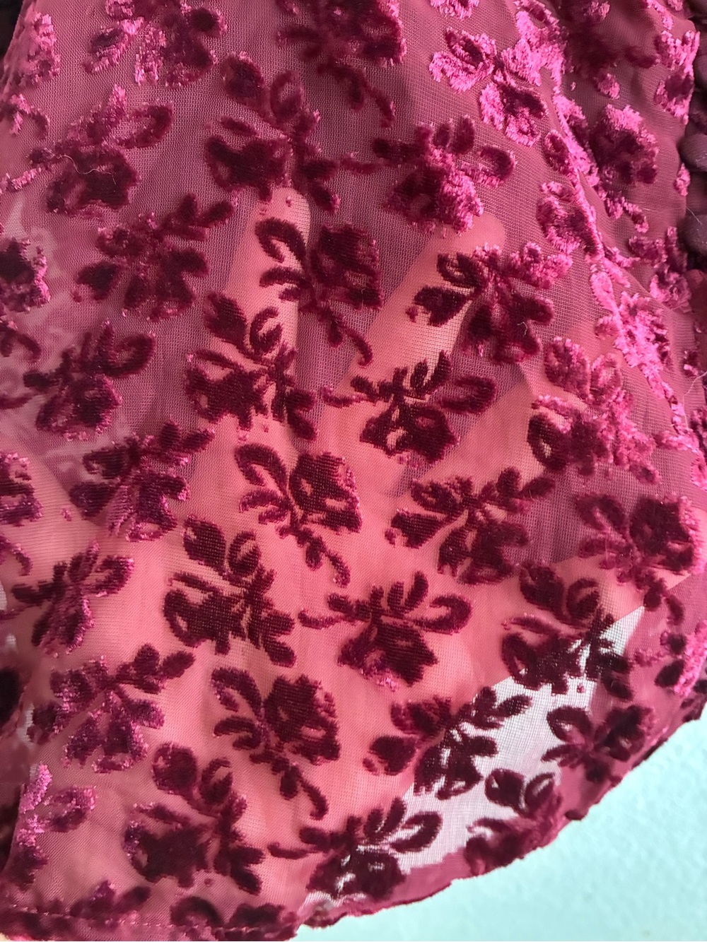 🆕GAP Burnout Velvet Crop Cami Burgundy Floral Spaghetti Strap Top XXL🆕 - Picture 9 of 16